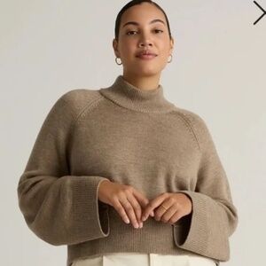 Quince Merino Wool Mock Neck Sweater malted toffee tan beige